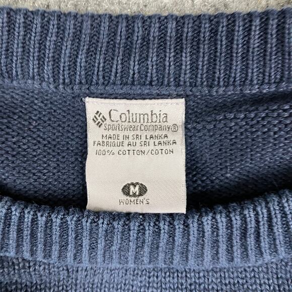 Columbia Sweater Womens M Navy Blue Cotton Knit Crewneck Pullover Outdoor Casual - Picture 2 of 6